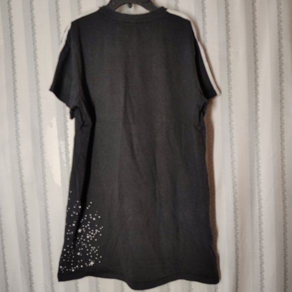 Adidas Black T-Shirt Dress with White Logo And Stars Size L - Picture 2 of 3